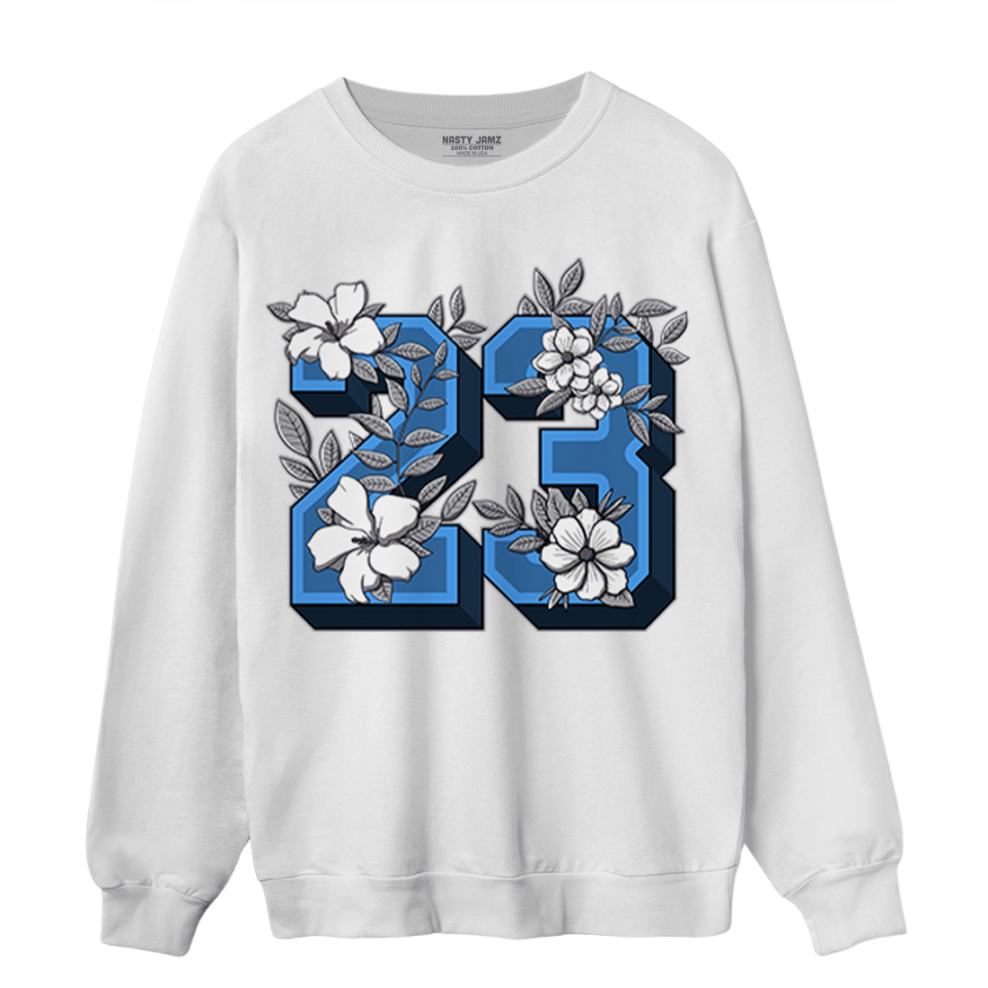 University Blue 5s Sweatshirt Match 23 Floral - NastyJamz