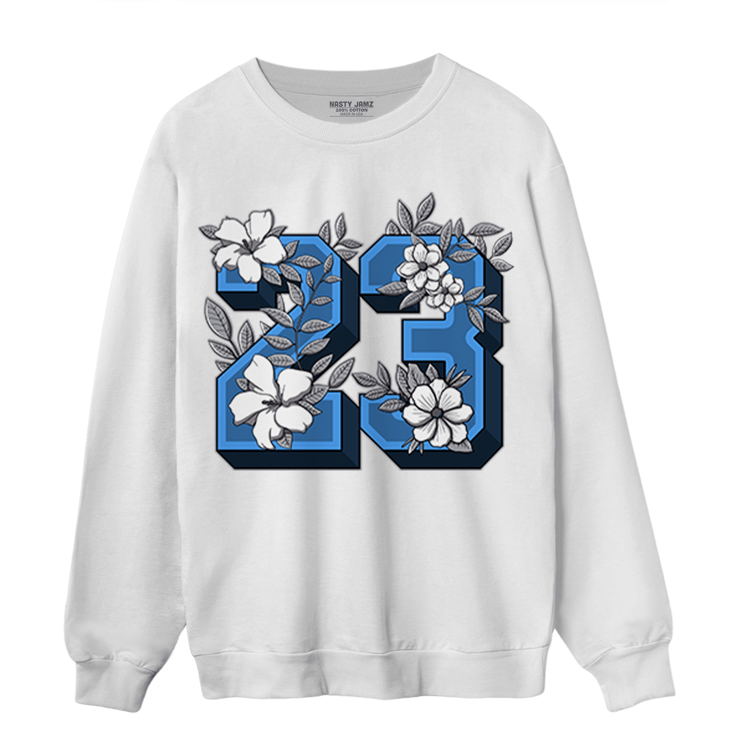 University Blue 5s Sweatshirt Match 23 Floral - NastyJamz