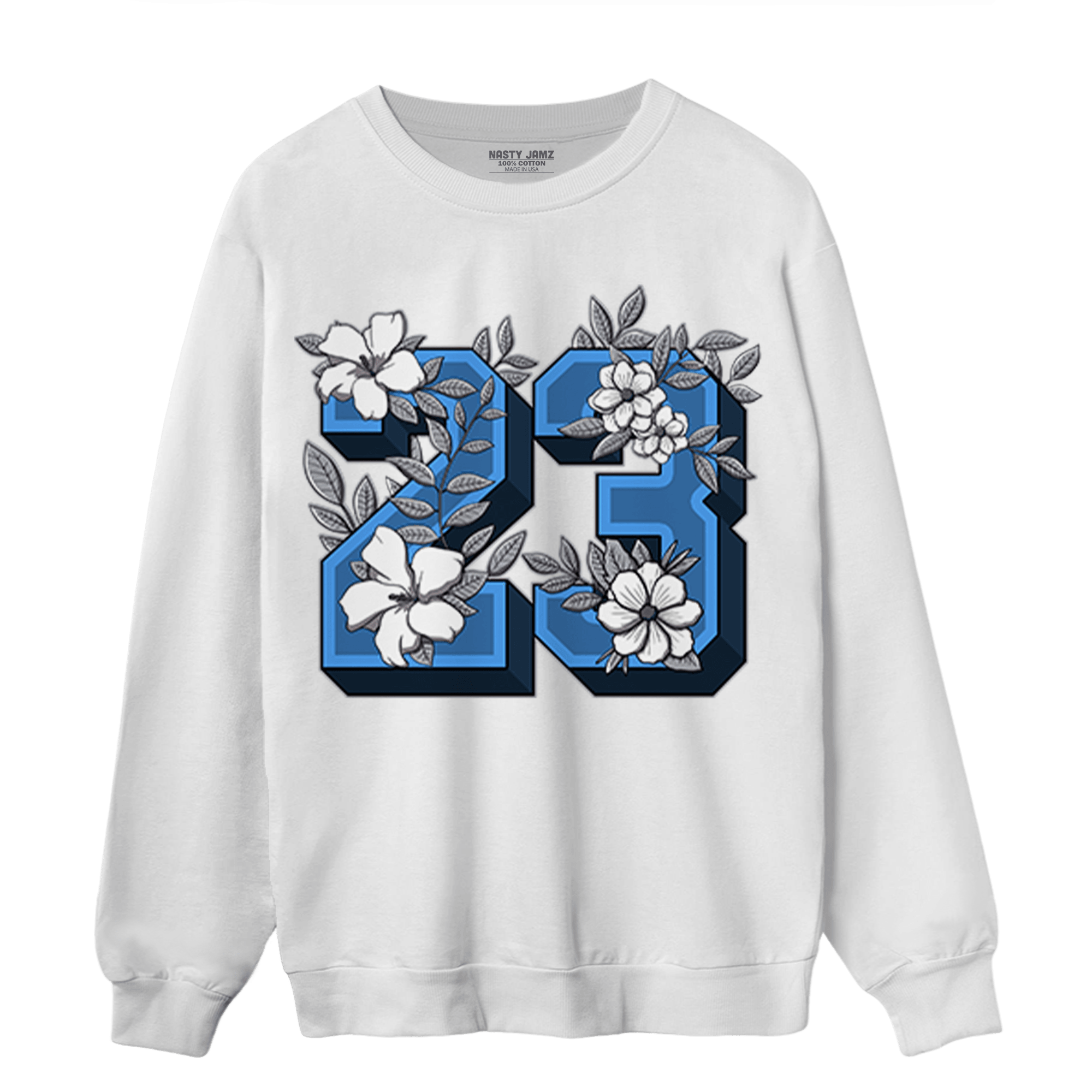 University Blue 5s Sweatshirt Match 23 Floral - NastyJamz