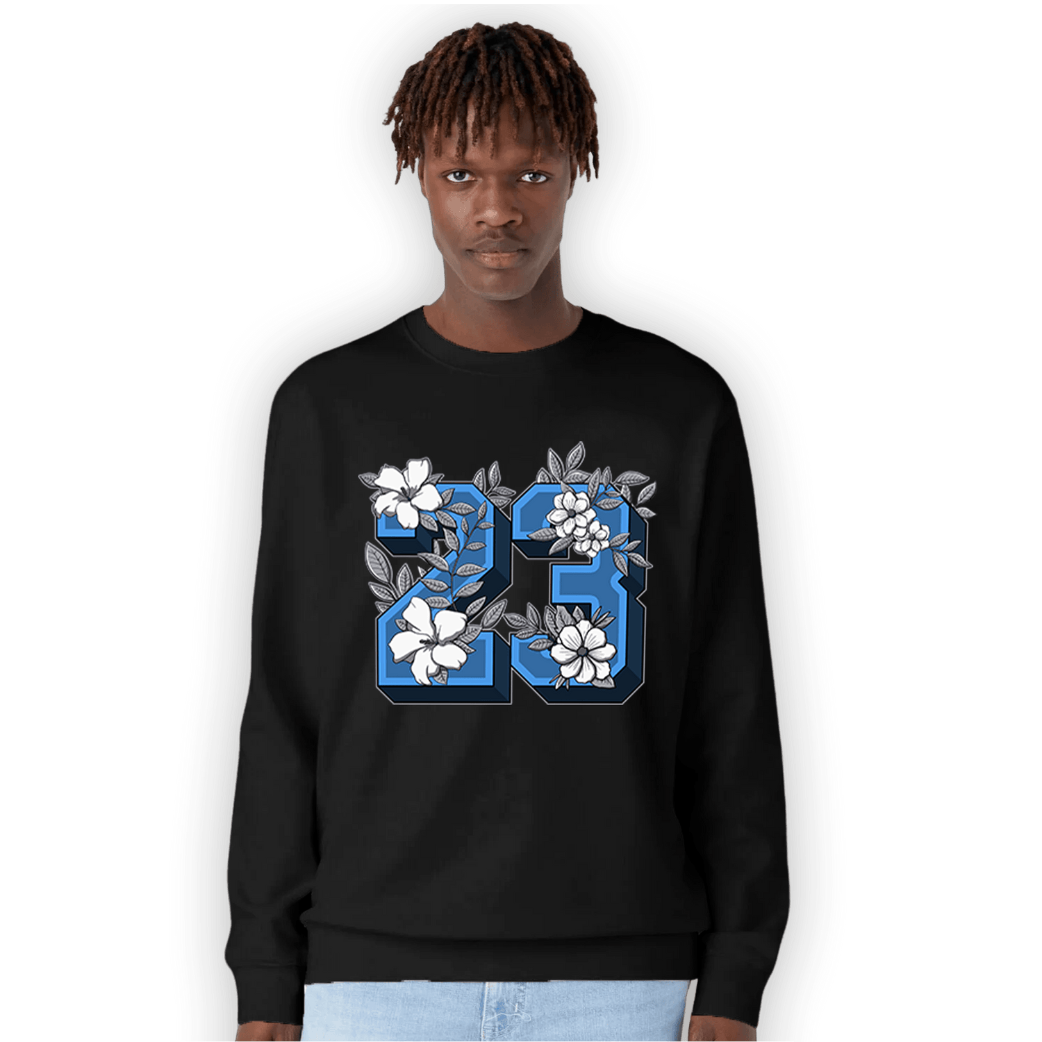 University Blue 5s Sweatshirt Match 23 Floral - NastyJamz