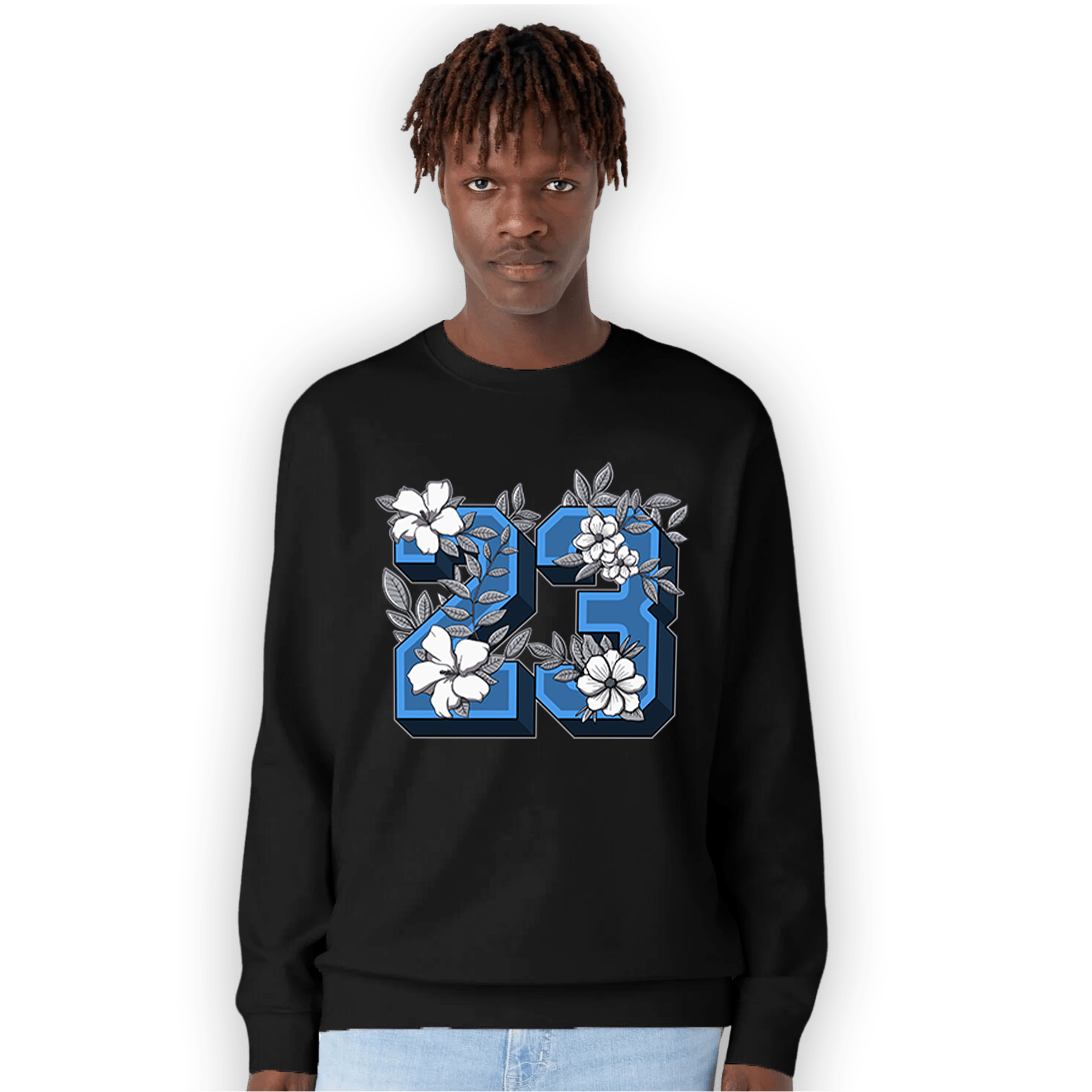 University Blue 5s Sweatshirt Match 23 Floral - NastyJamz