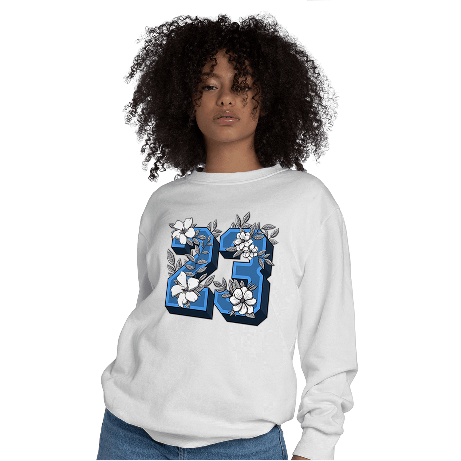 University Blue 5s Sweatshirt Match 23 Floral - NastyJamz