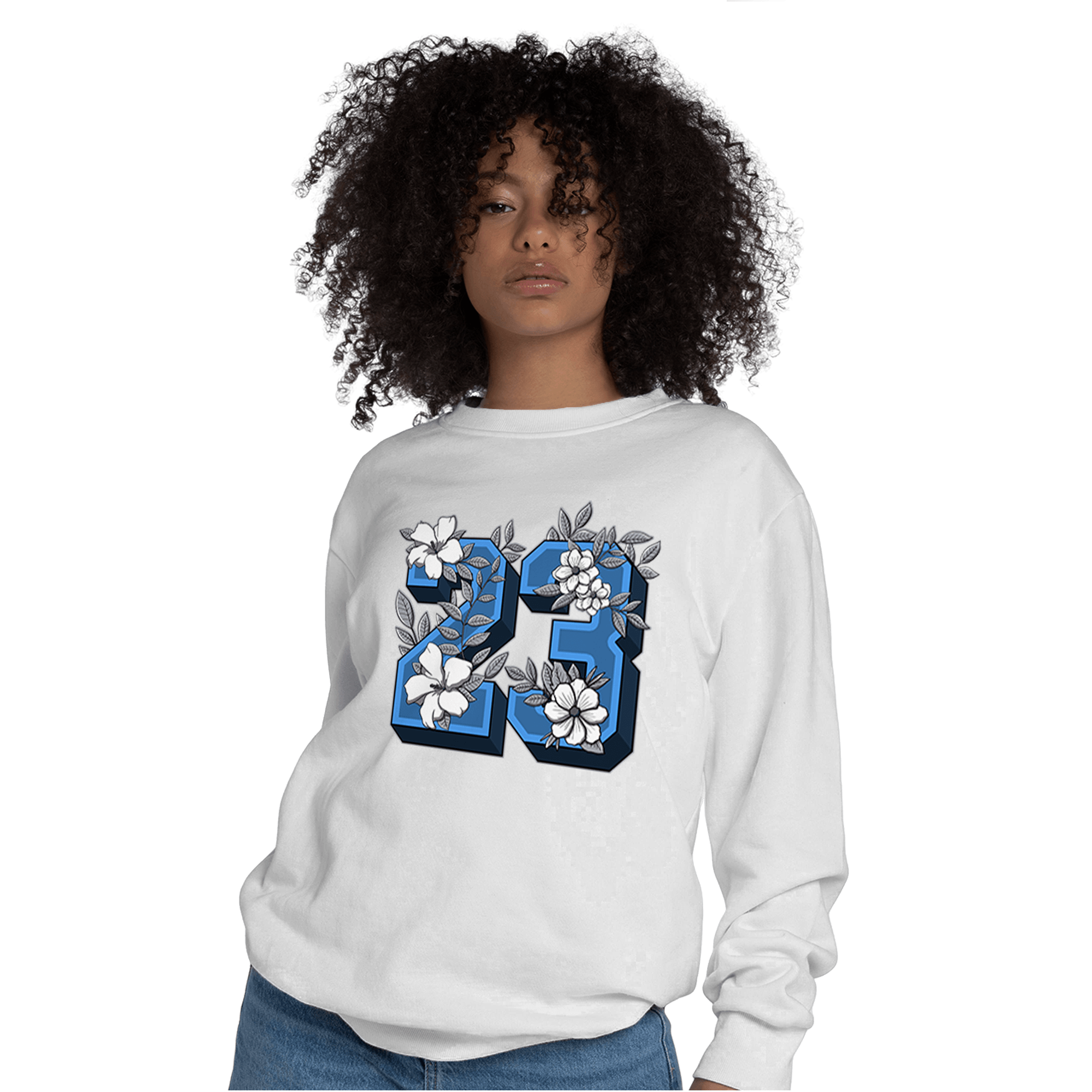 University Blue 5s Sweatshirt Match 23 Floral - NastyJamz