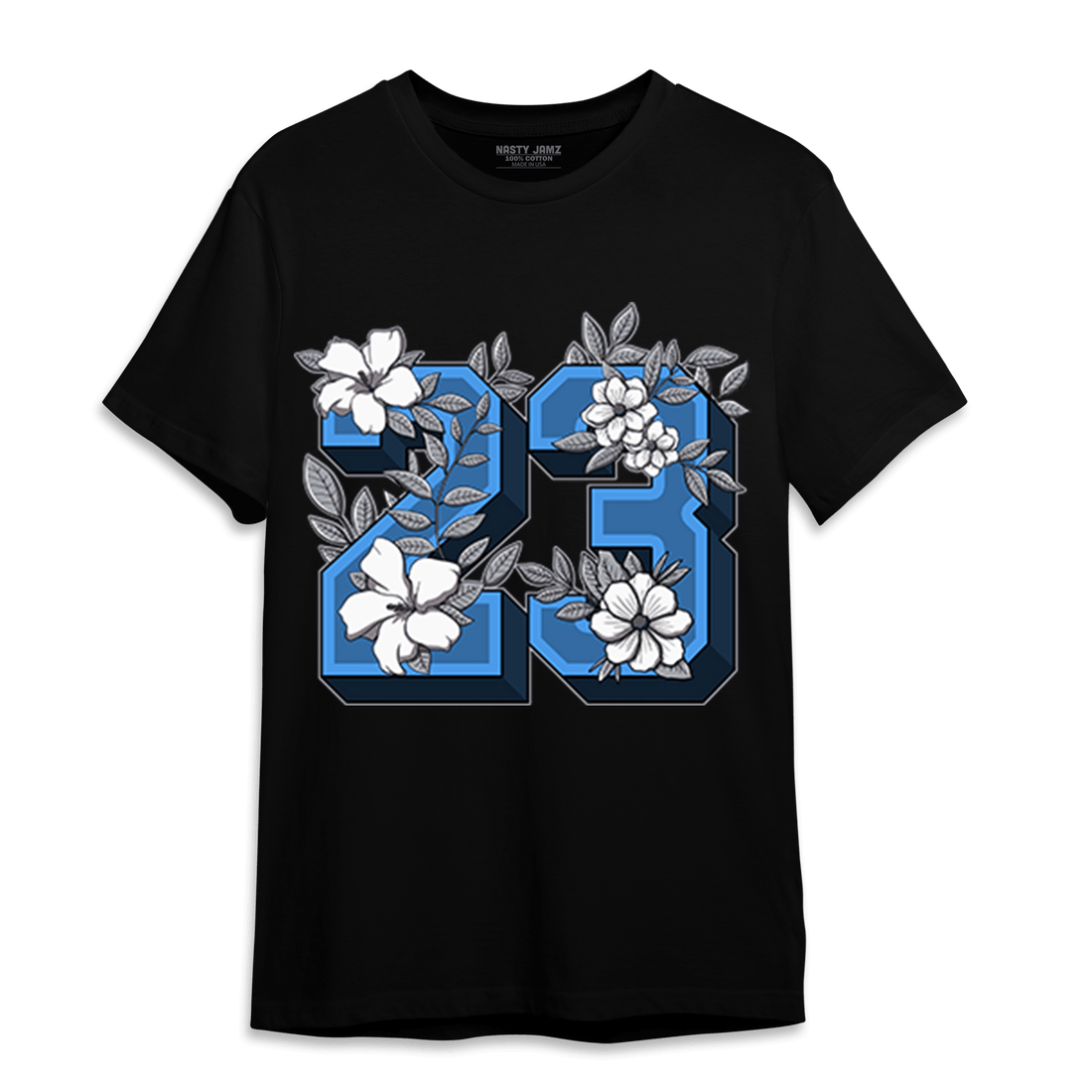 University Blue 5s T Shirt Match 23 Floral - NastyJamz