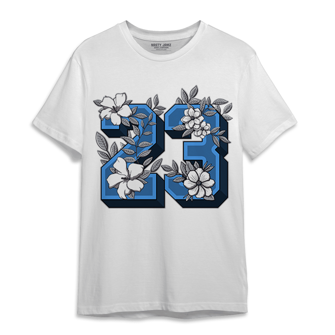 University Blue 5s T Shirt Match 23 Floral - NastyJamz