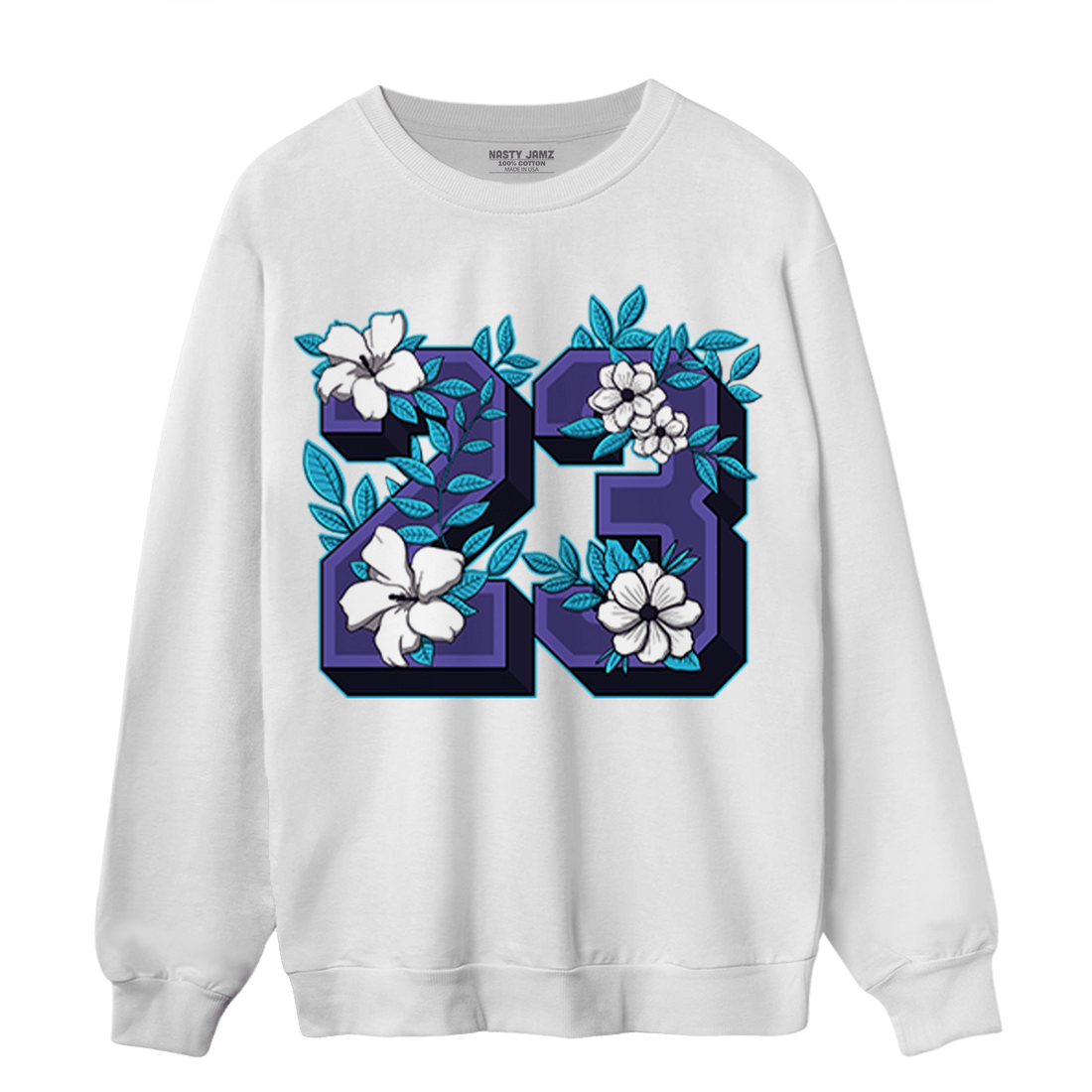 Aqua 6s Sweatshirt Match 23 Floral - NastyJamz