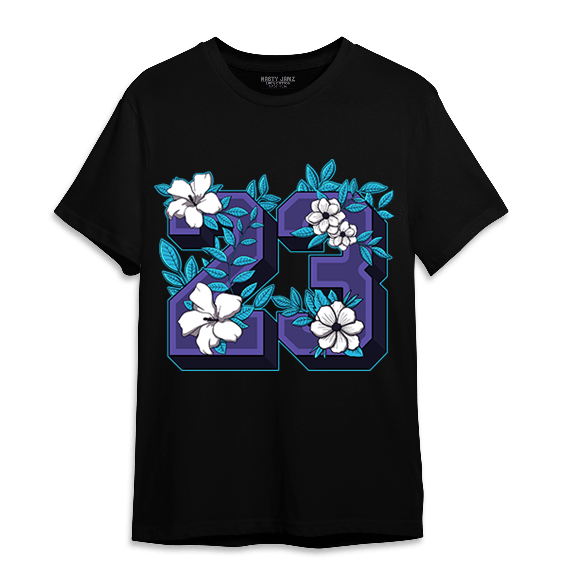 Aqua 6s T Shirt Match 23 Floral - NastyJamz