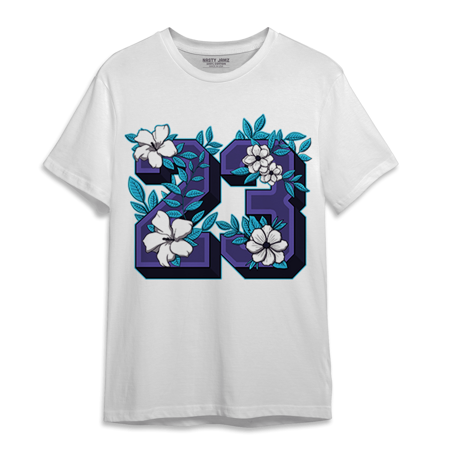 Aqua 6s T Shirt Match 23 Floral - NastyJamz