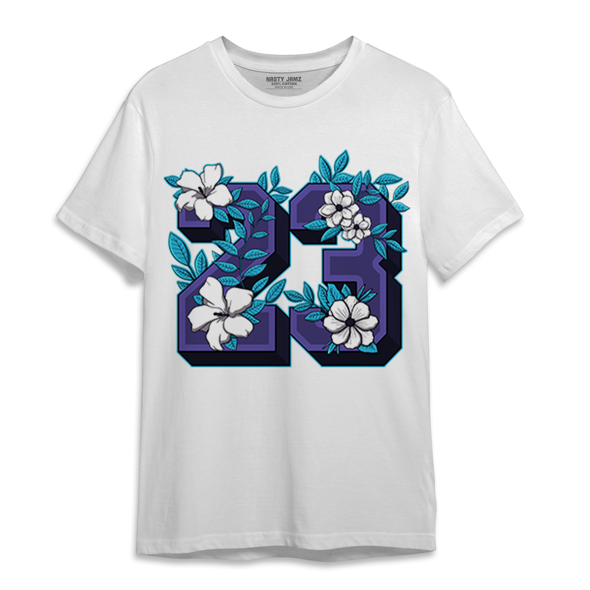 Aqua 6s T Shirt Match 23 Floral - NastyJamz