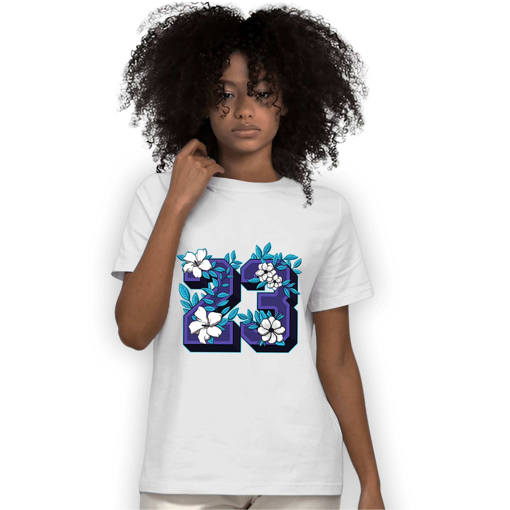 Aqua 6s T Shirt Match 23 Floral - NastyJamz