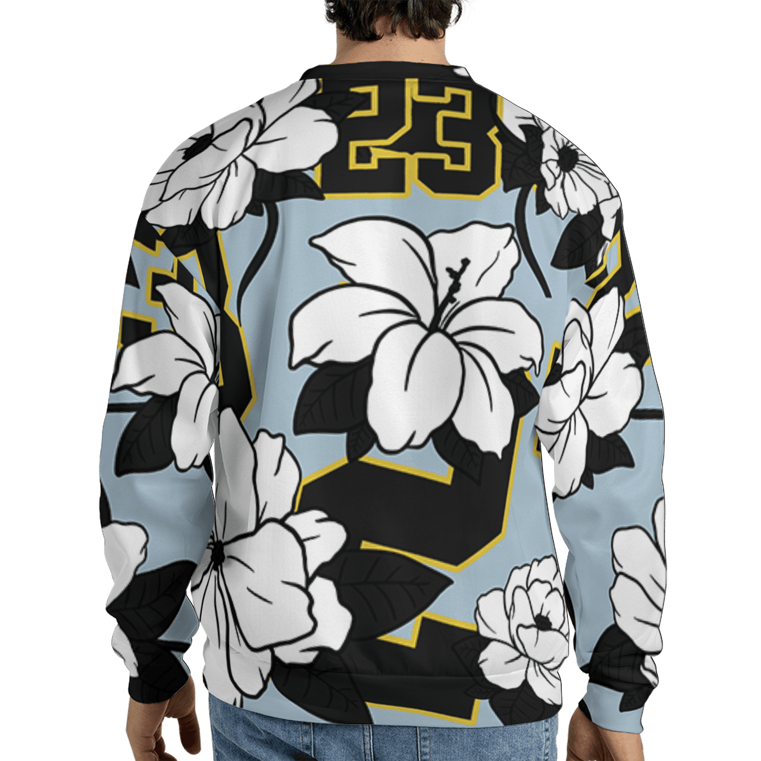 Blue Grey 13s Sweatshirt Match 23 Floral 3D All-Over Print Flowers - NastyJamz