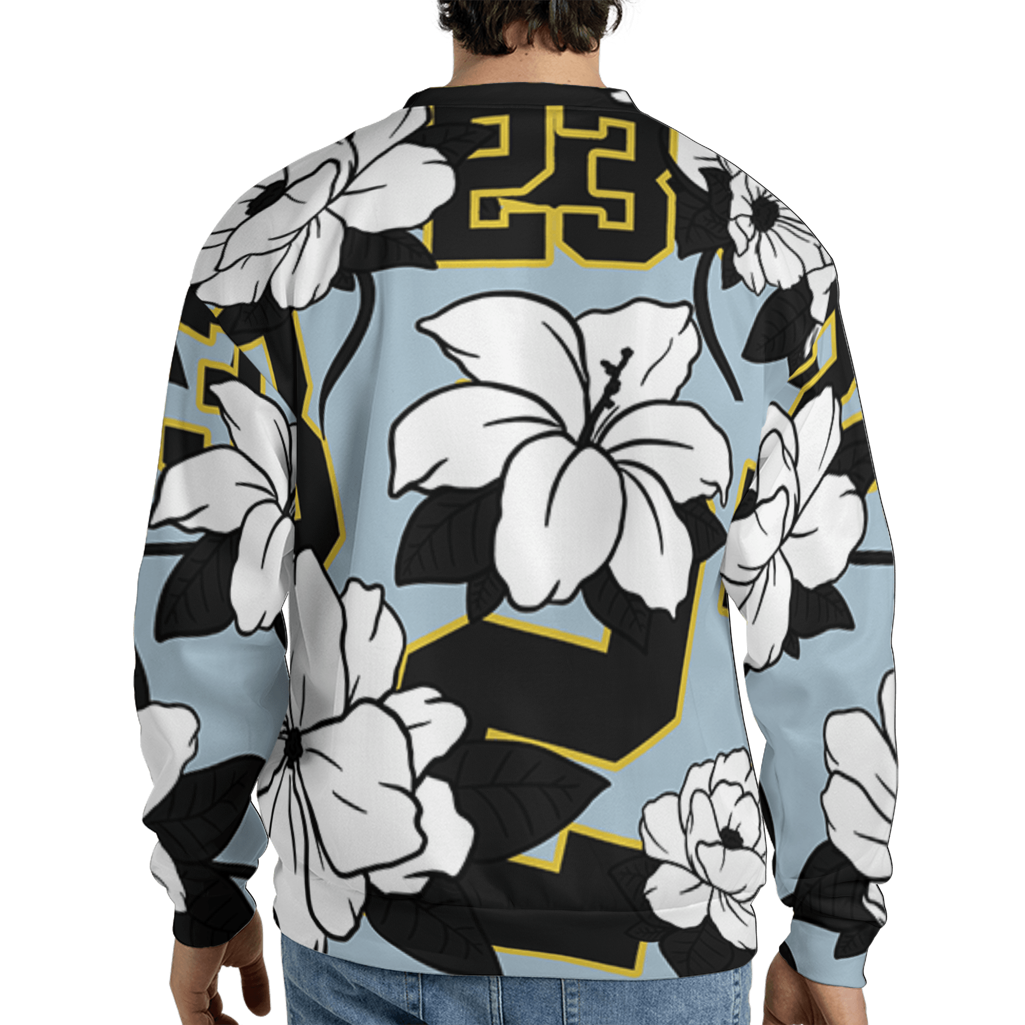 Blue Grey 13s Sweatshirt Match 23 Floral 3D All-Over Print Flowers - NastyJamz