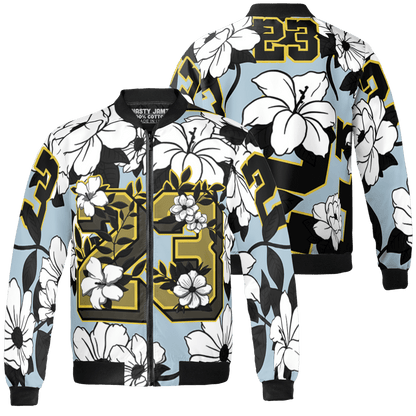 Blue Grey 13s Jacket Match 23 Floral 3D All-Over Print Flowers - NastyJamz