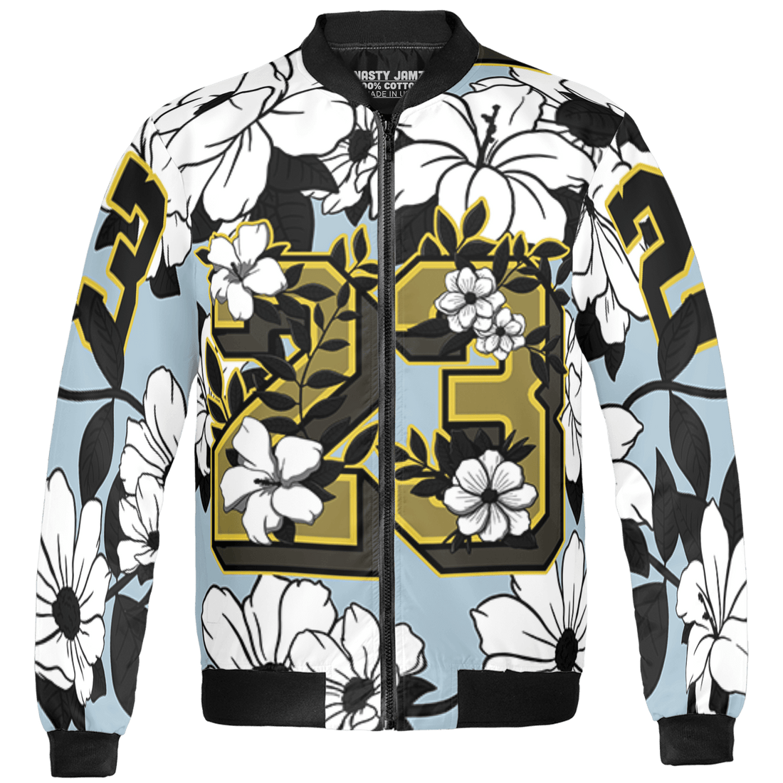 Blue Grey 13s Jacket Match 23 Floral 3D All-Over Print Flowers - NastyJamz