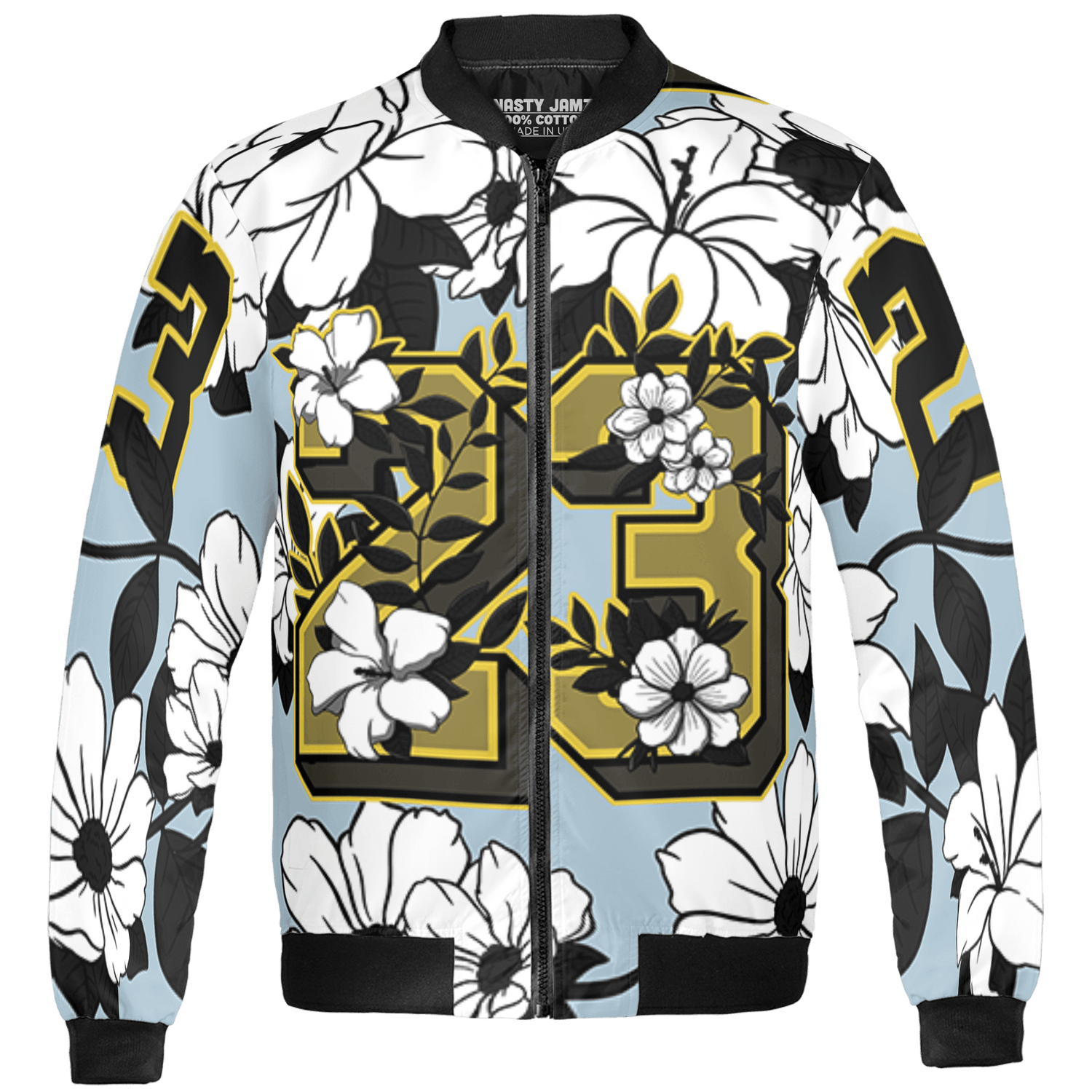 Blue Grey 13s Jacket Match 23 Floral 3D All-Over Print Flowers - NastyJamz