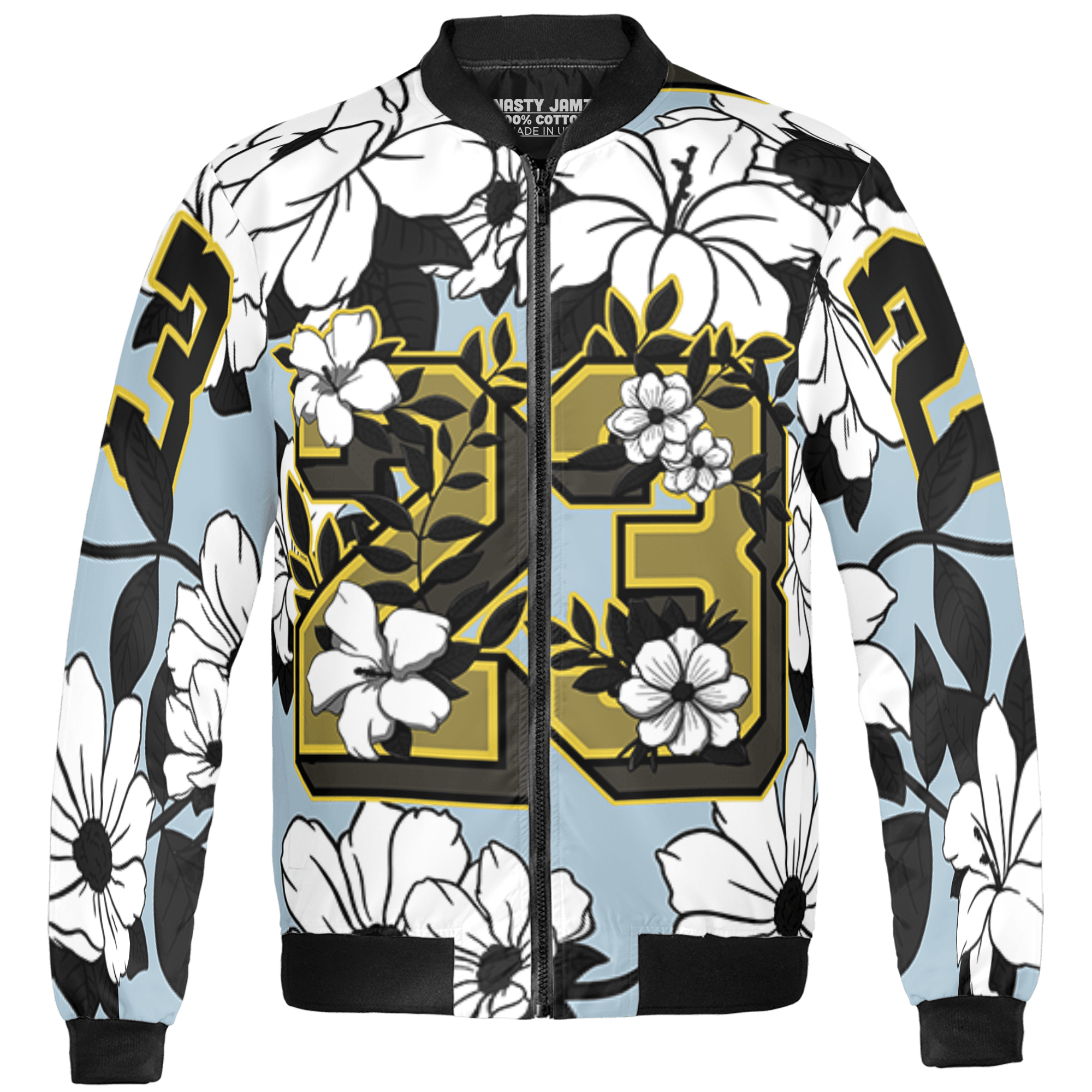 Blue Grey 13s Jacket Match 23 Floral 3D All-Over Print Flowers - NastyJamz