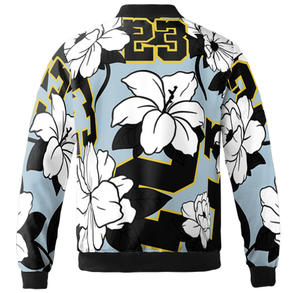 Blue Grey 13s Jacket Match 23 Floral 3D All-Over Print Flowers - NastyJamz