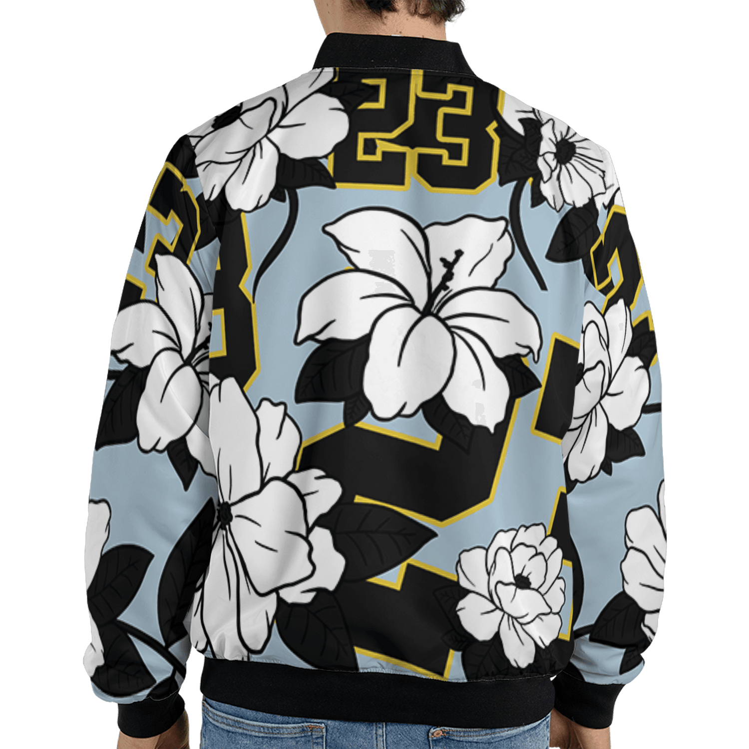 Blue Grey 13s Jacket Match 23 Floral 3D All-Over Print Flowers - NastyJamz