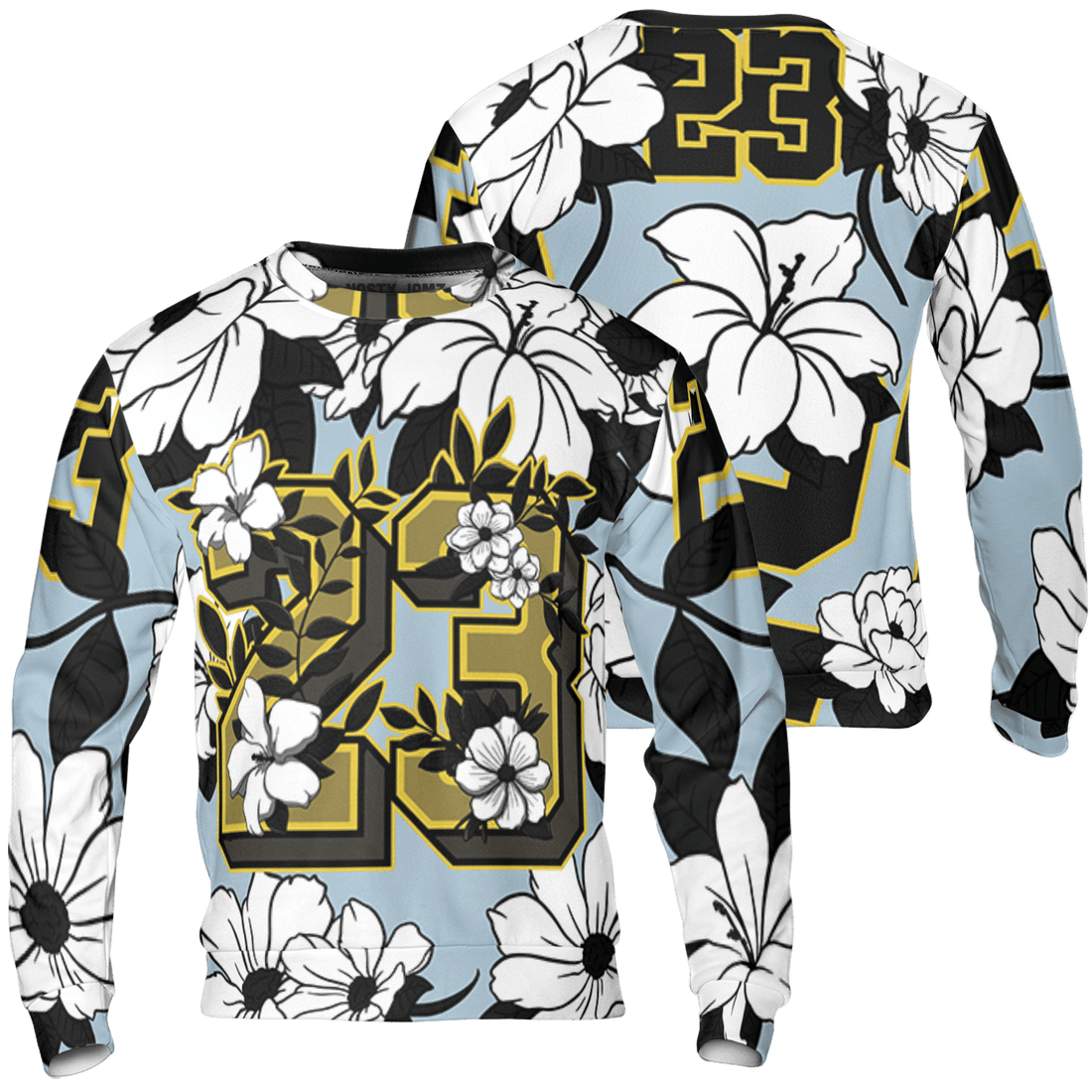 Blue Grey 13s Sweatshirt Match 23 Floral 3D All-Over Print Flowers - NastyJamz