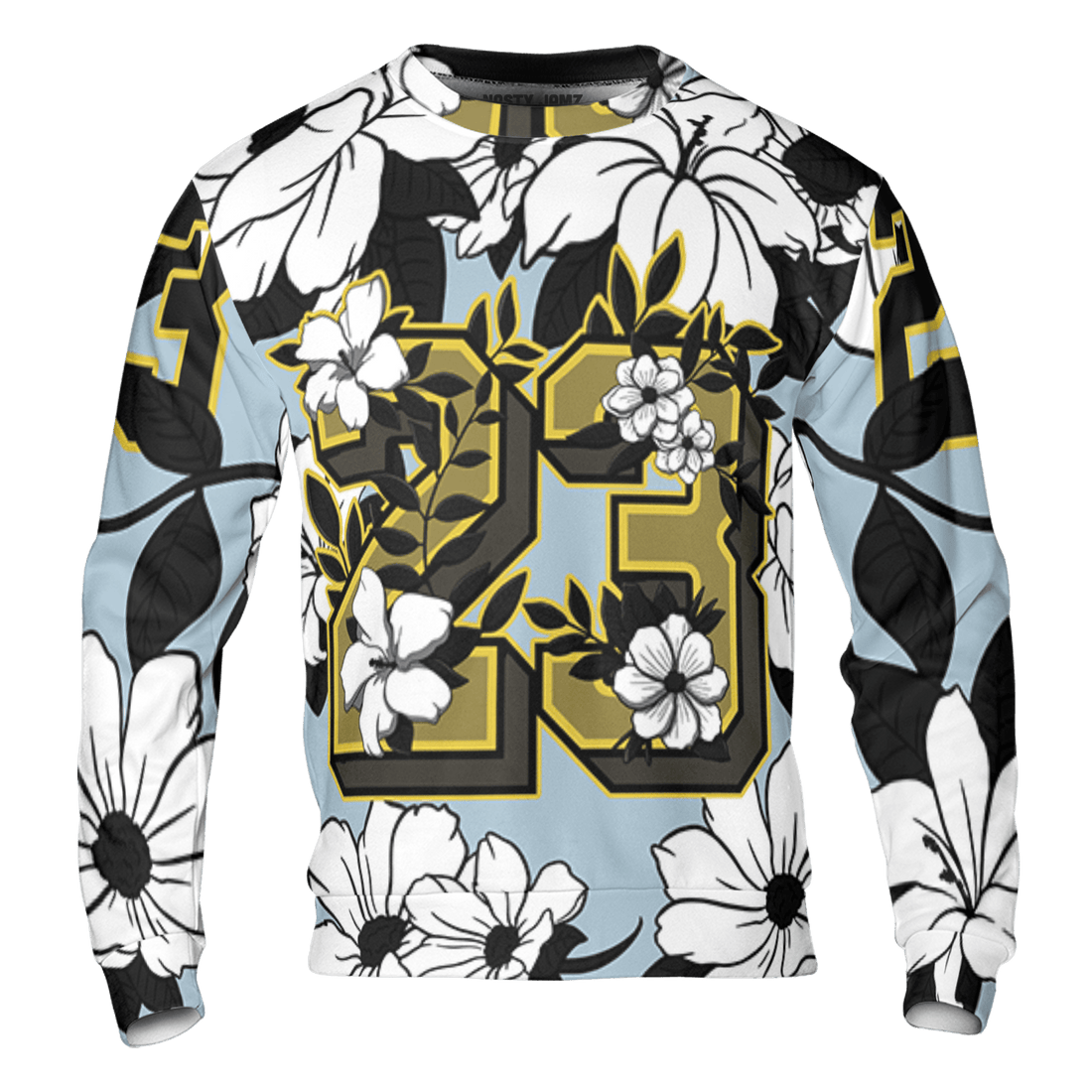 Blue Grey 13s Sweatshirt Match 23 Floral 3D All-Over Print Flowers - NastyJamz