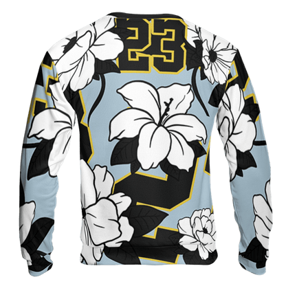 Blue Grey 13s Sweatshirt Match 23 Floral 3D All-Over Print Flowers - NastyJamz