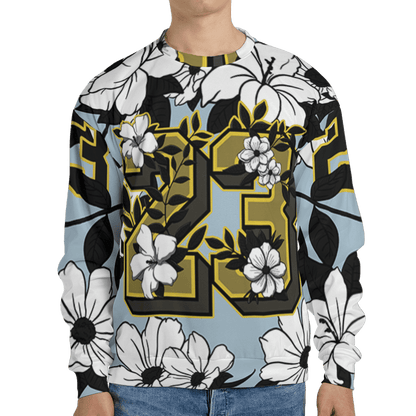 Blue Grey 13s Sweatshirt Match 23 Floral 3D All-Over Print Flowers - NastyJamz