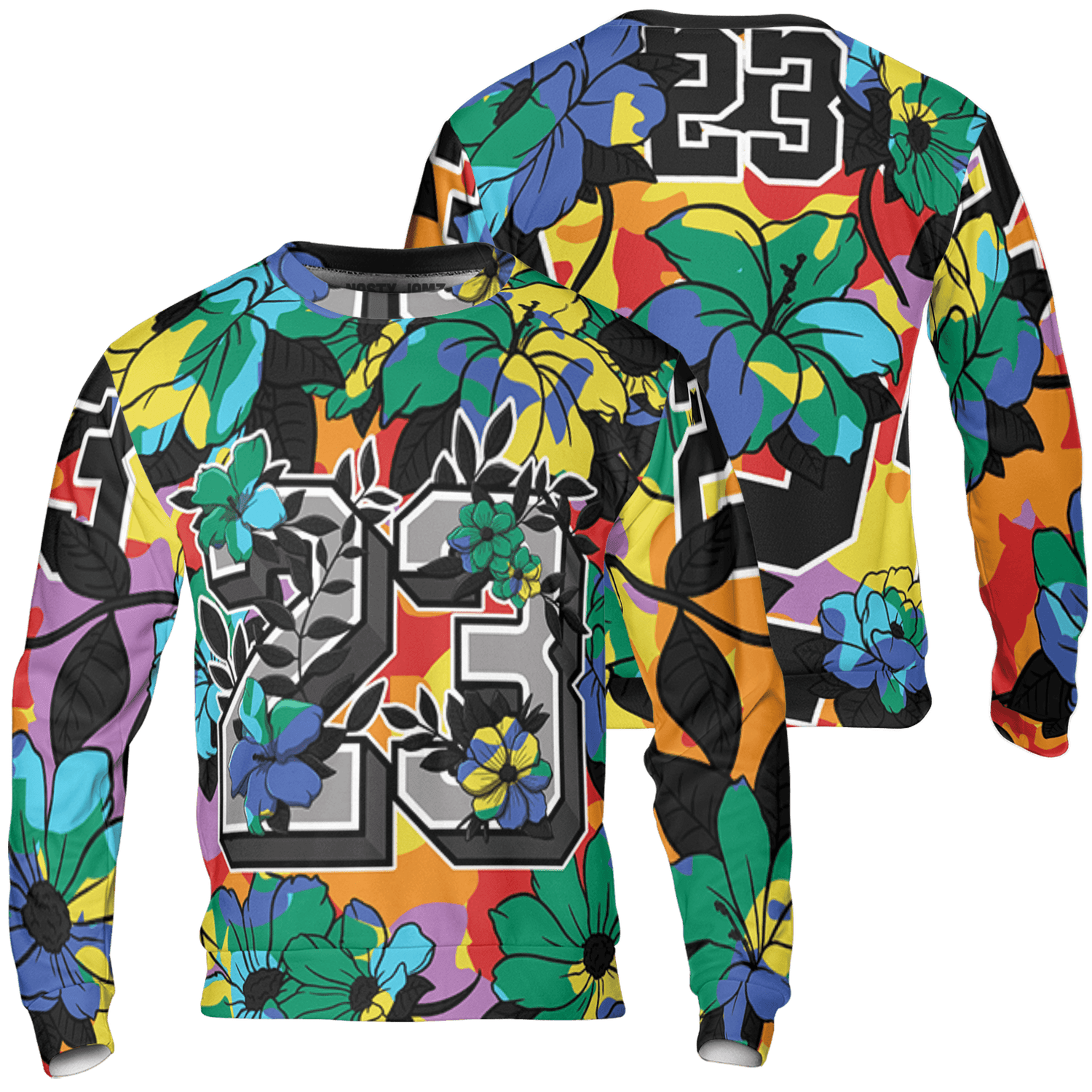Mid GS Six Championships 1s Sweatshirt Match 23 Floral 3D All-Over Print Flowers - NastyJamz