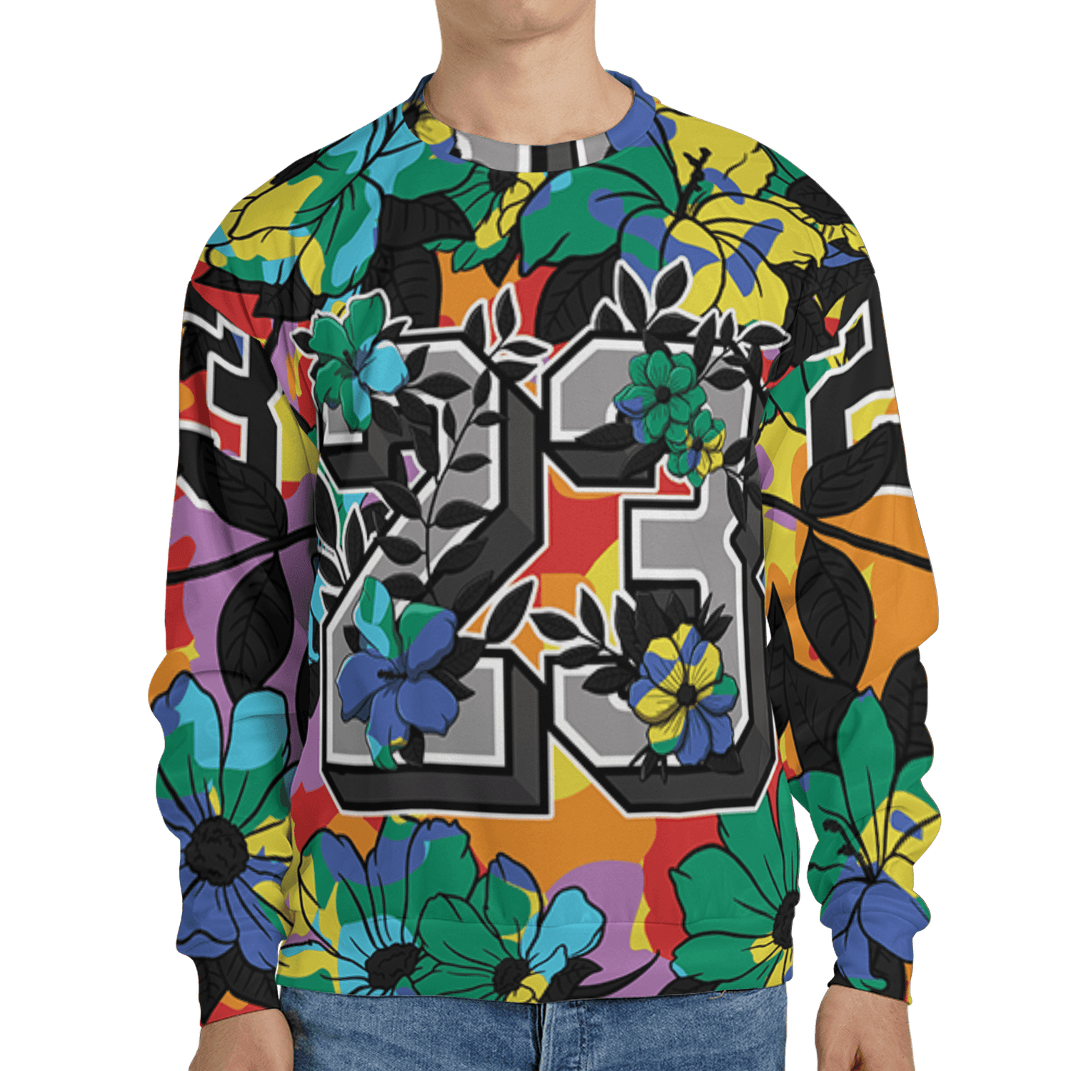 Mid GS Six Championships 1s Sweatshirt Match 23 Floral 3D All-Over Print Flowers - NastyJamz