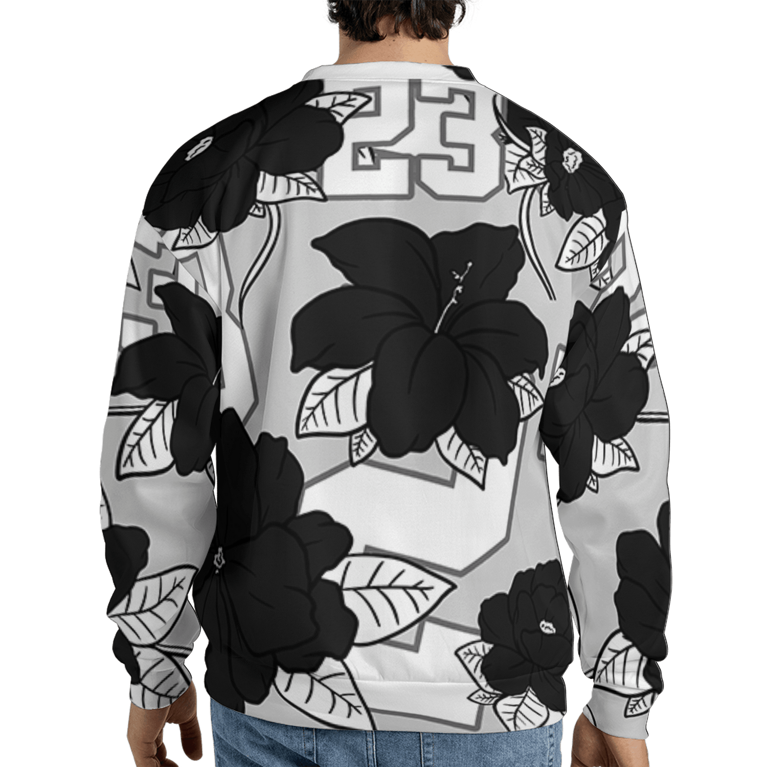 Retro High OG Black White 1s Sweatshirt Match 23 Floral 3D All-Over Print Flowers - NastyJamz