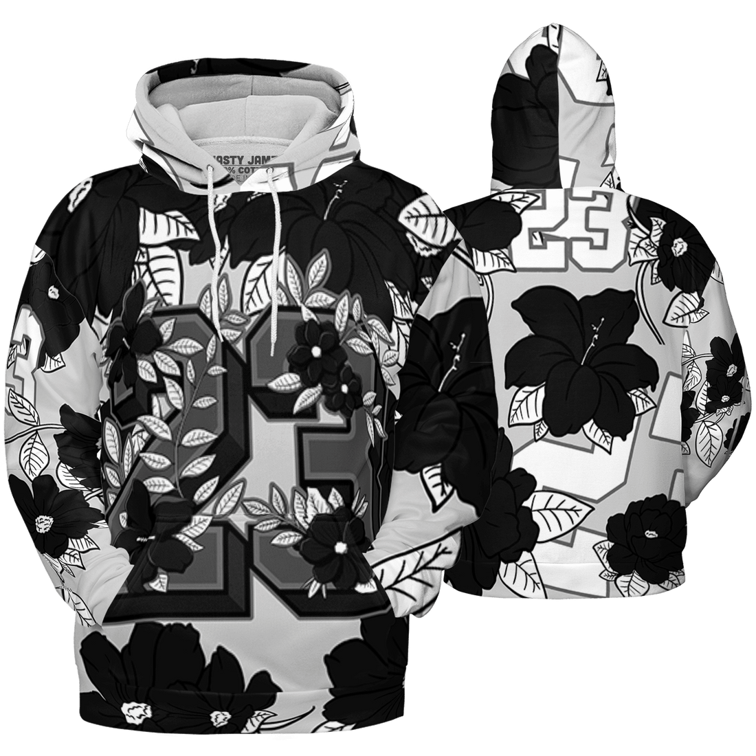 Retro High OG Black White 1s Hoodie Match 23 Floral 3D All-Over Print Flowers - NastyJamz