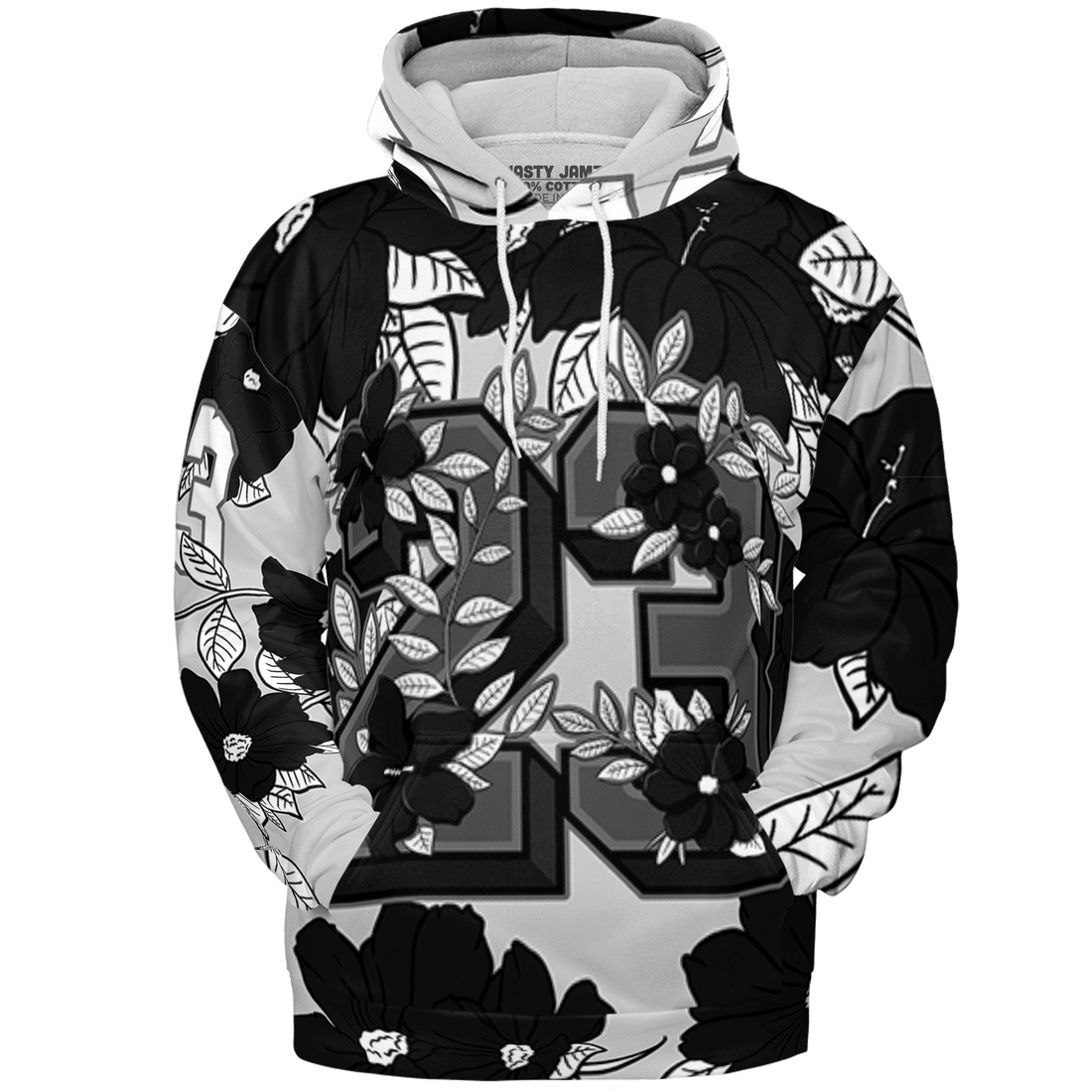 Retro High OG Black White 1s Hoodie Match 23 Floral 3D All-Over Print Flowers - NastyJamz