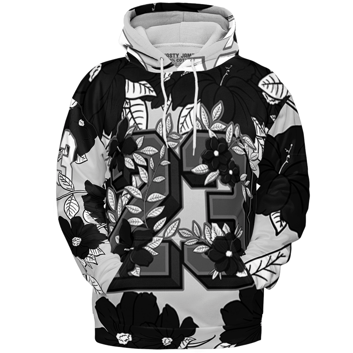 Retro High OG Black White 1s Hoodie Match 23 Floral 3D All-Over Print Flowers - NastyJamz