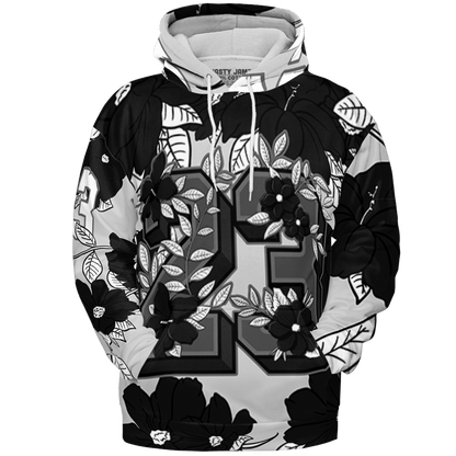 Retro High OG Black White 1s Hoodie Match 23 Floral 3D All-Over Print Flowers - NastyJamz