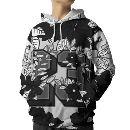 Retro High OG Black White 1s Hoodie Match 23 Floral 3D All-Over Print Flowers - NastyJamz