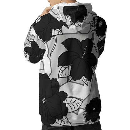 Retro High OG Black White 1s Hoodie Match 23 Floral 3D All-Over Print Flowers - NastyJamz