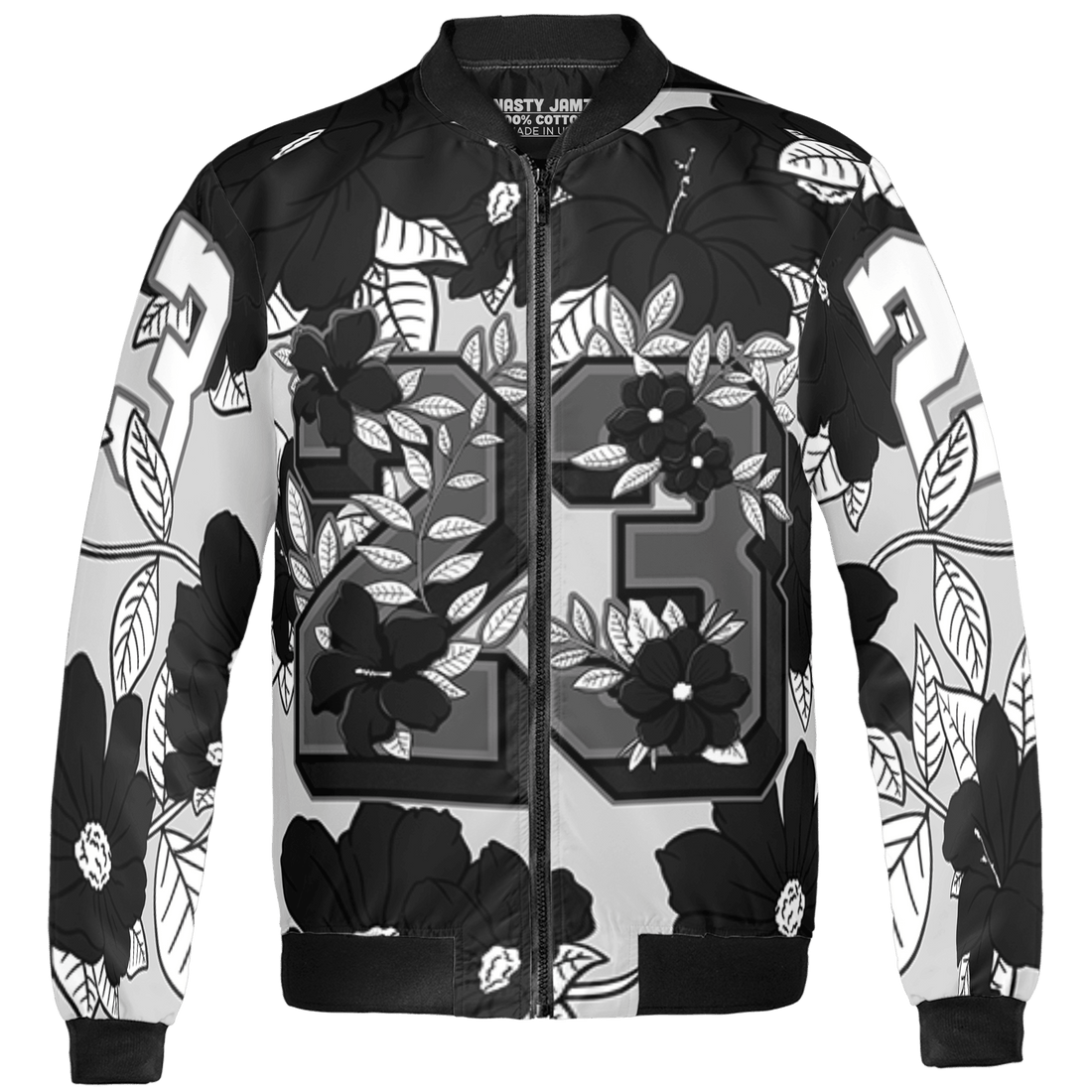 Retro High OG Black White 1s Jacket Match 23 Floral 3D All-Over Print Flowers - NastyJamz