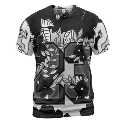 Retro High OG Black White 1s T Shirt Match 23 Floral 3D All-Over Print Flowers - NastyJamz