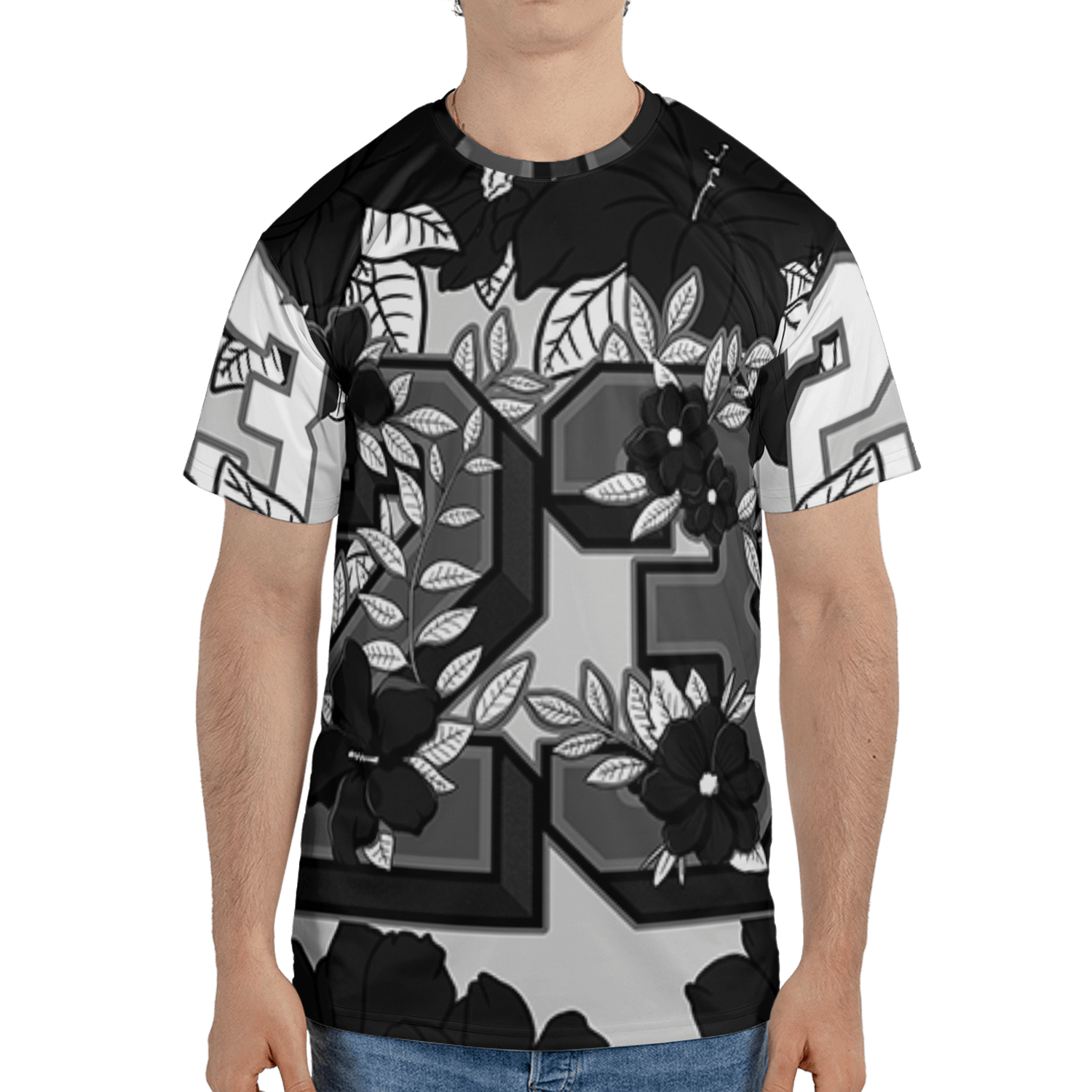Retro High OG Black White 1s T Shirt Match 23 Floral 3D All-Over Print Flowers - NastyJamz