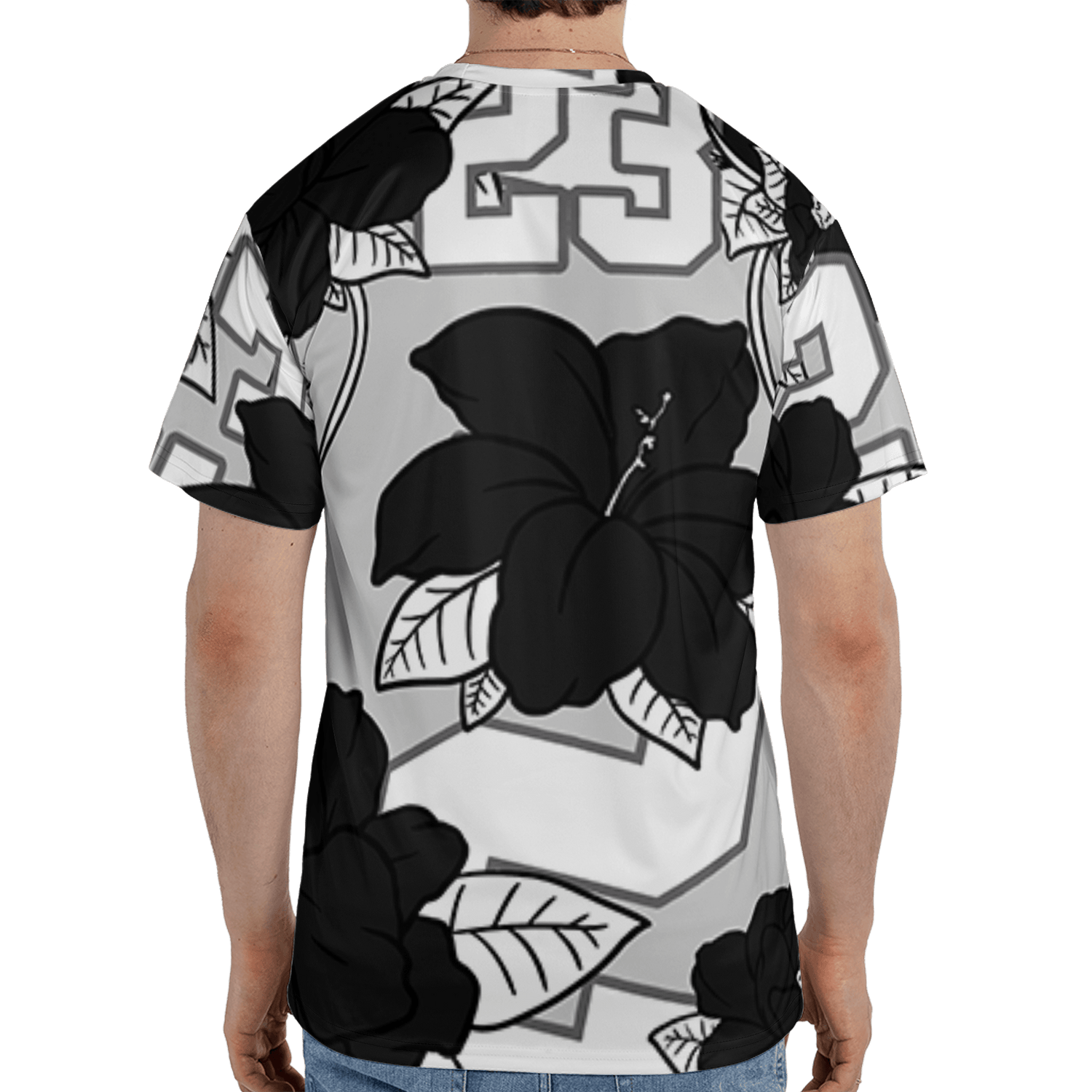 Retro High OG Black White 1s T Shirt Match 23 Floral 3D All-Over Print Flowers - NastyJamz