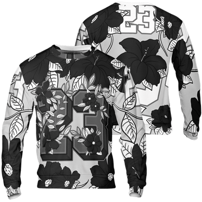 Retro High OG Black White 1s Sweatshirt Match 23 Floral 3D All-Over Print Flowers - NastyJamz