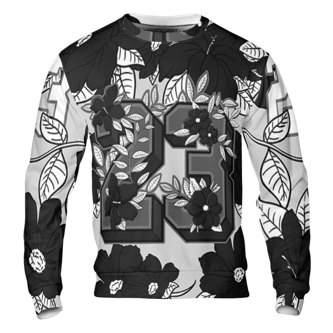 Retro High OG Black White 1s Sweatshirt Match 23 Floral 3D All-Over Print Flowers - NastyJamz