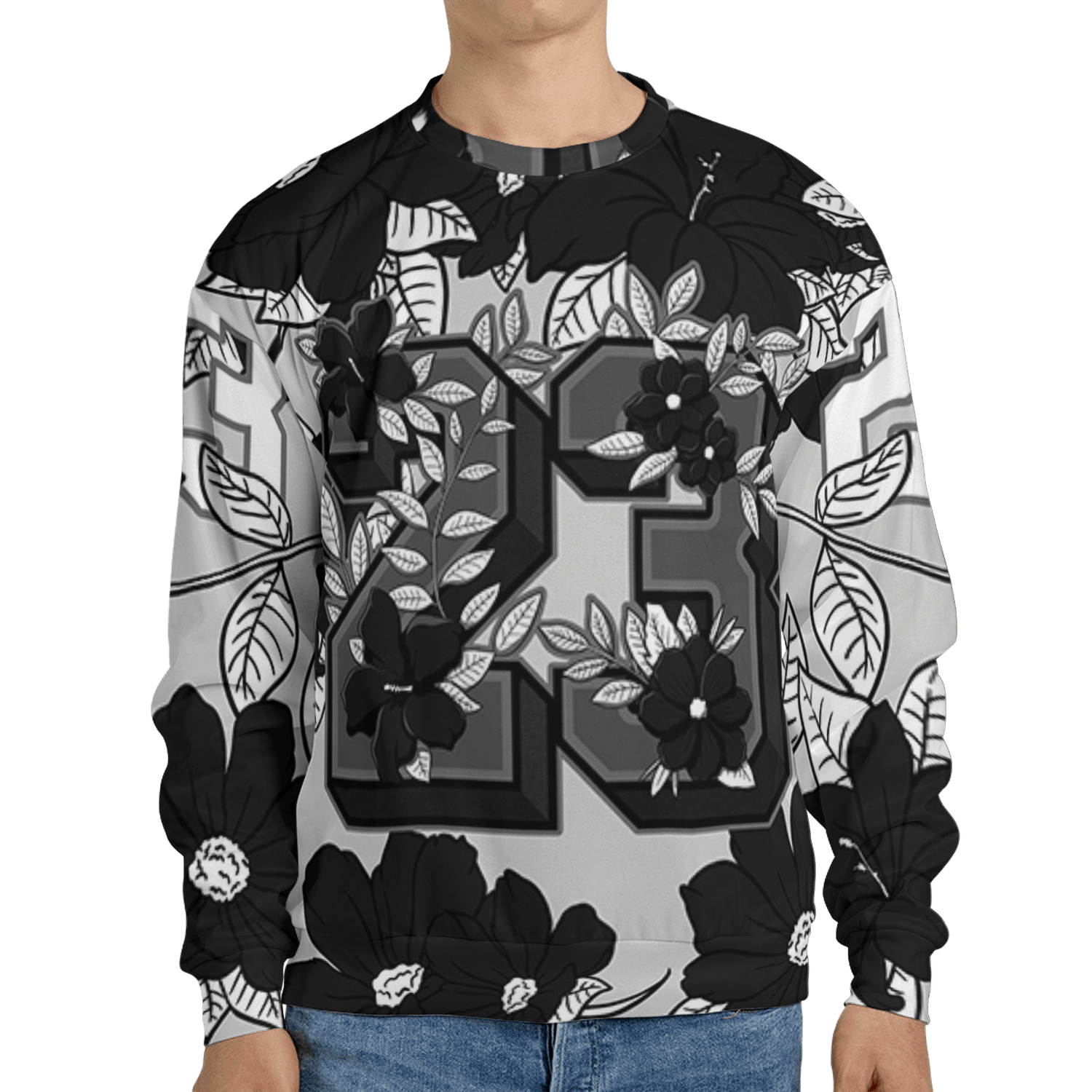 Retro High OG Black White 1s Sweatshirt Match 23 Floral 3D All-Over Print Flowers - NastyJamz