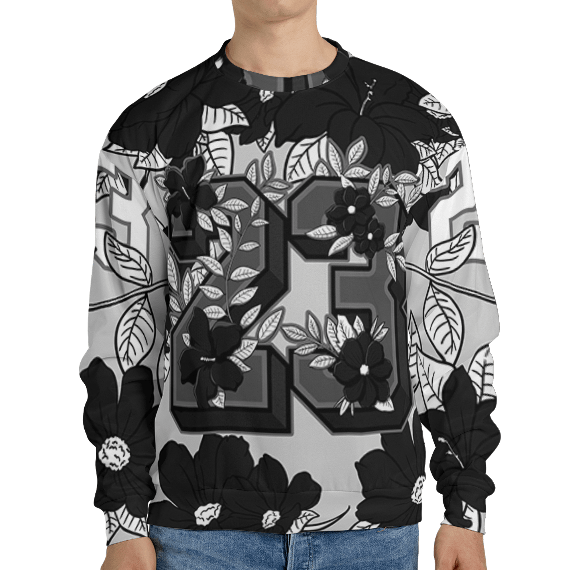 Retro High OG Black White 1s Sweatshirt Match 23 Floral 3D All-Over Print Flowers - NastyJamz