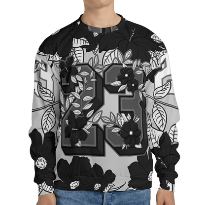 Retro High OG Black White 1s Sweatshirt Match 23 Floral 3D All-Over Print Flowers - NastyJamz