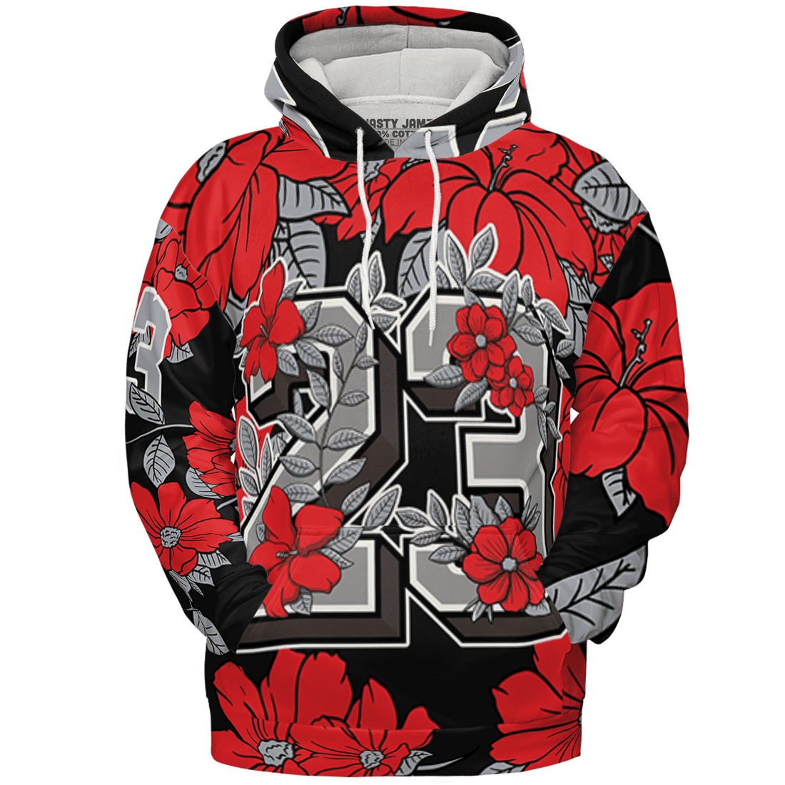 Bred Reimagined 4s Hoodie Match 23 Floral 3D All-Over Print Flowers - NastyJamz
