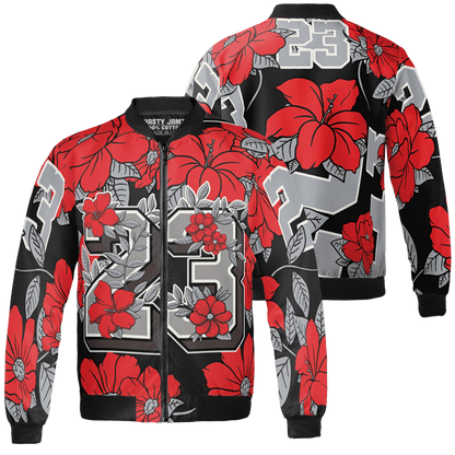 Bred Reimagined 4s Jacket Match 23 Floral 3D All-Over Print Flowers - NastyJamz