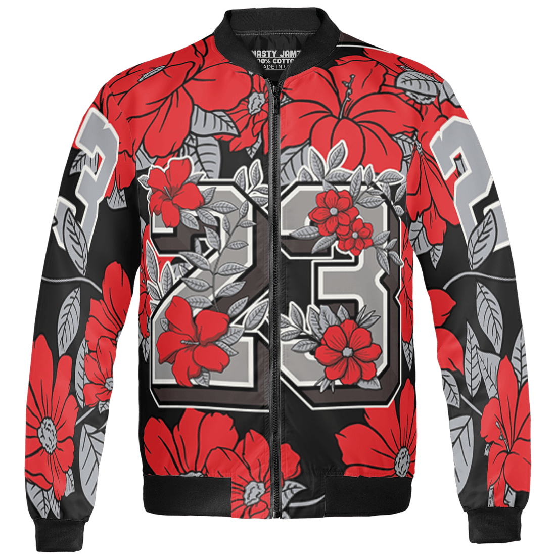 Bred Reimagined 4s Jacket Match 23 Floral 3D All-Over Print Flowers - NastyJamz