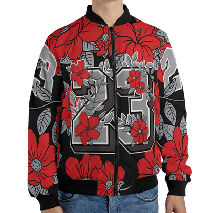 Bred Reimagined 4s Jacket Match 23 Floral 3D All-Over Print Flowers - NastyJamz
