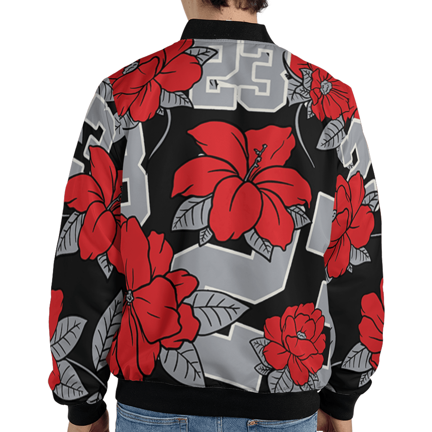 Bred Reimagined 4s Jacket Match 23 Floral 3D All-Over Print Flowers - NastyJamz