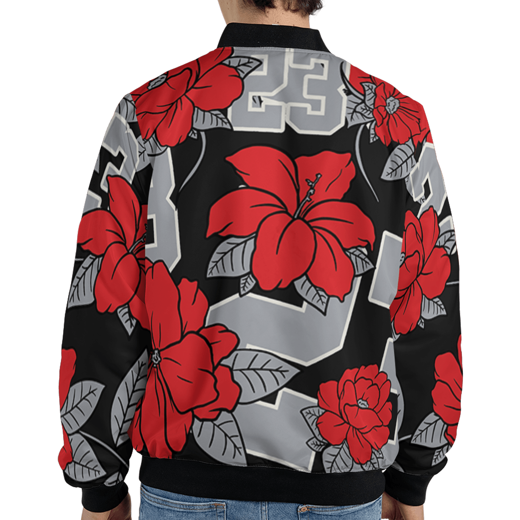 Bred Reimagined 4s Jacket Match 23 Floral 3D All-Over Print Flowers - NastyJamz